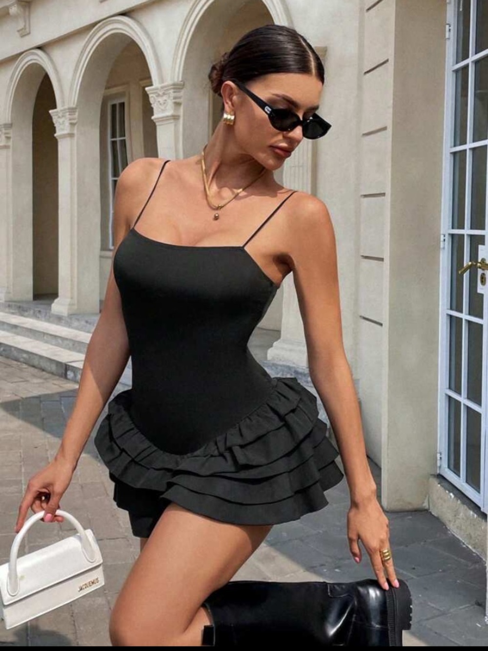 Little Black Ruffle Skort Dress
